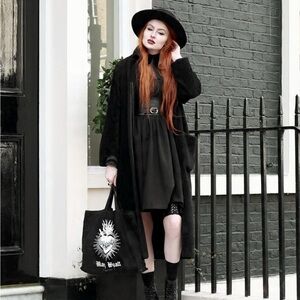 Deandri Black Collared Goth Dress
